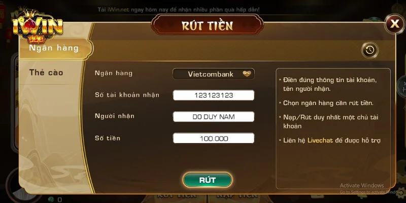 IWIN | Game Bài Thượng Lưu Iwin Club - Link Tải Iwinclub Mới Nhất 23 Thao tác rút thưởng tại nhà cái IWIN được thực hiện nhanh gọn.